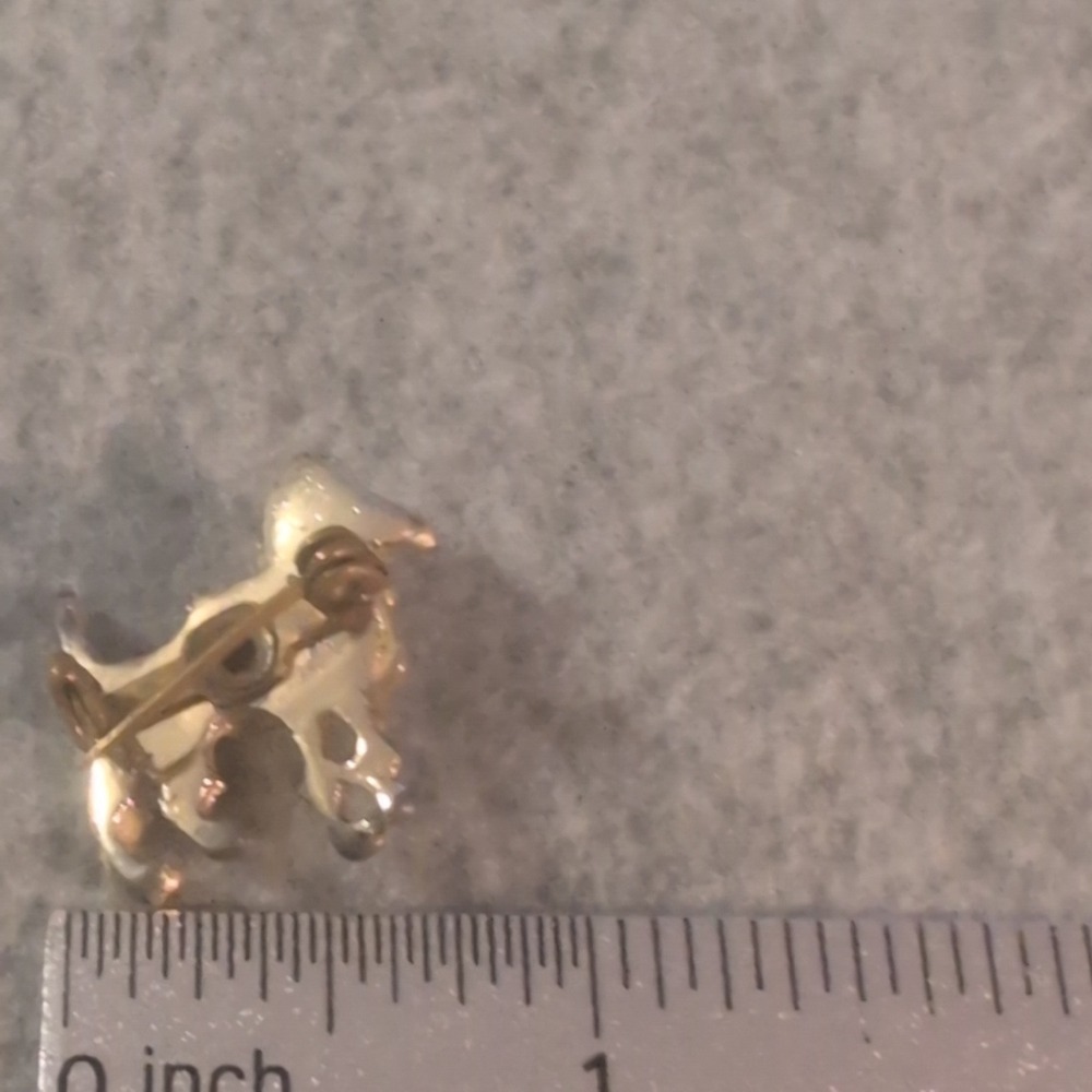 Vintage Opalite Poodle Pin Brooch Rhinestone Enamel Dog Charm Jewelry - Picture 2 of 2